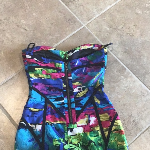 FACTORY by Erik Hart back zip dress, strapless, built in cups, multicolored, 0 - Picture 6 of 9